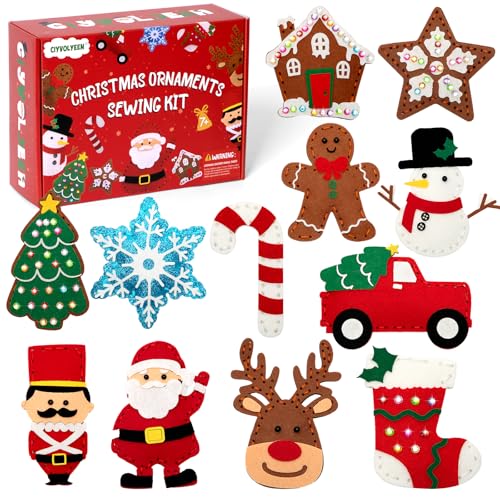 CiyvoLyeen Christmas Sewing Kit for Kids Felt Christmas Ornaments Craft