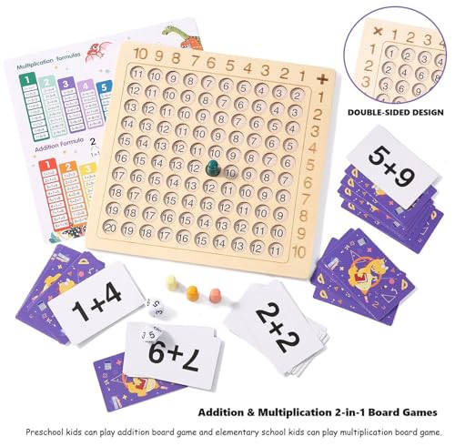 Juego de mesa educativo 2 en 1 suma y multiplicación madera miniatura 3