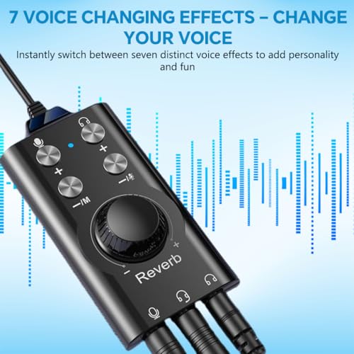 Image of ZORBES USB /USB-C External Sound Card Adapter with Reverb Effects, 3.5mm Mic & Dual Headphone Jacks, 7 Voice Changing Effects, Plug-and-Play Audio Interface for PC, Laptop, Phone & Streaming