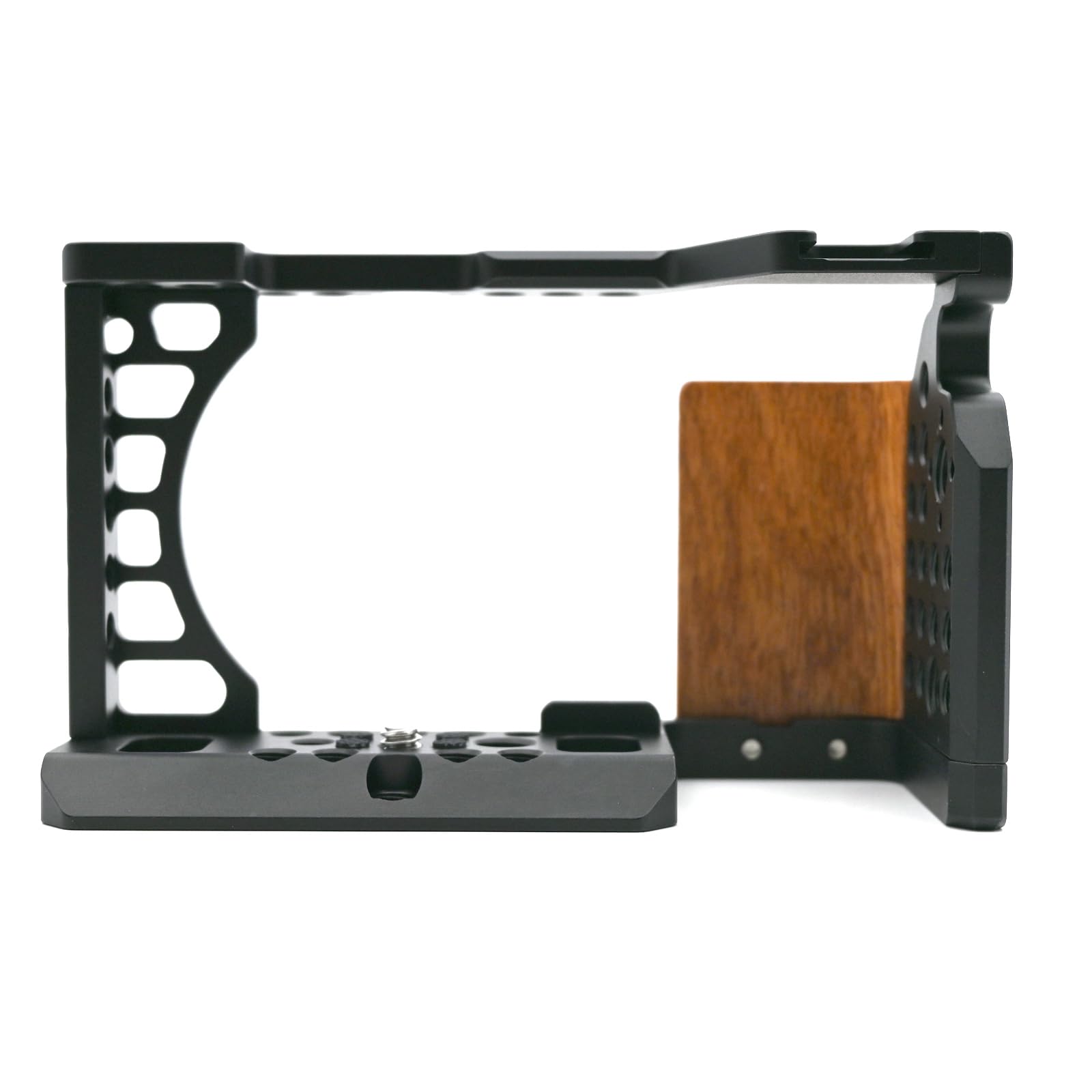 Gabbia per fotocamera con manico in legno, compatibile con la fotocamera Sony Alpha A6400 A6300 A6000 A6100 con fulmini, fori di posizionamento della maniglia, più fori per viti da 1/4" 3/8"