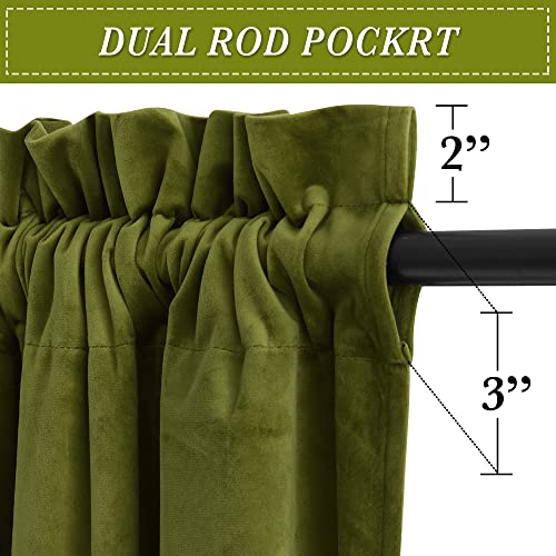 Image of RYB HOME Velvet Room Divider Curtains 84 inches, Noise Reduce Barrier for Nursery, Large Window Curtains for Sliding Glass Door /Storage /Space Room, Moss Green, W 62 x L 84, 2 Panels Set