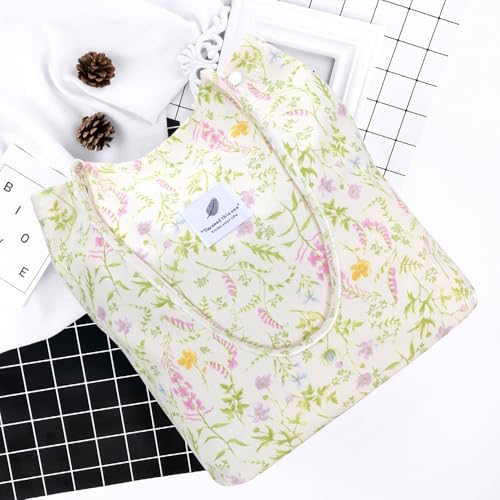 Image of Ayieyill Corduroy Tote Bag for Women Canvas Shoulder Cord Purse with Inner Pocket