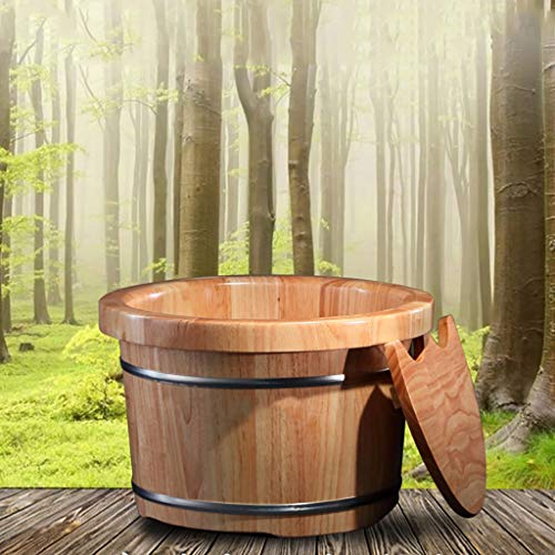 Barril de baño para pies de roble con cubierta