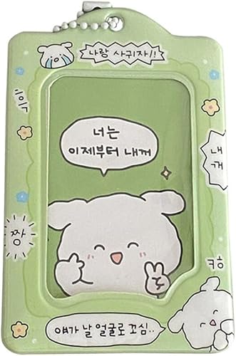 Portatarjetas kawaii lindo para tarjetas de identificación, suministros escolares, soporte estético de identificación Y2k para mujeres (verde)