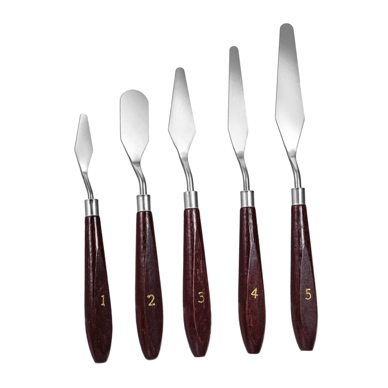 Housoutil 5Pcs Stainless Steel Spatula with Random Handle Color Durable Metal Knives for Oil Painting Painting Accessories for Artists Students and Creative Hobbyists