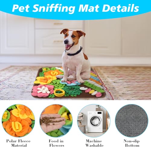 OSDUE Schnüffelteppich Hund, Futterschnüffel-Futtermatte, Hunde-Schnüffelmatte Welpen-Trainingsmatte Schnüffelspielzeug Interaktive Hundespielzeug Hunde Spielteppich für Alle Hunderassen 50x50CM