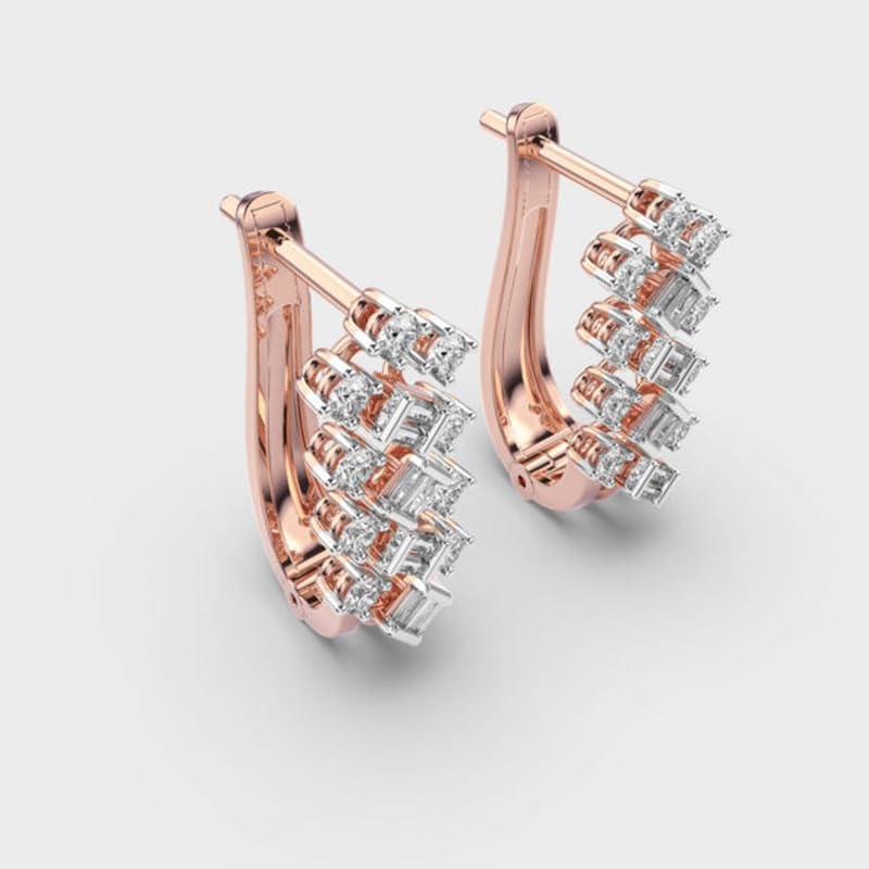 Magnifici cerchi Marvel in argento sterling 925 | Placcatura in oro rosa | N. pietra: 34 | Dimensioni gemma: 0,01-0,07 mm | Peso: 0,89 crt | Forma: rotonda e baguette | 5,178 grammi | R_00023