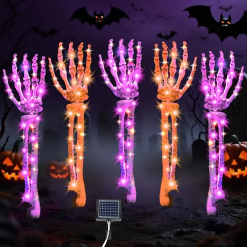 Halloween Decorations Outdoor, 5Pcs Solar Lighted Skeleton Arm Stakes - image 1