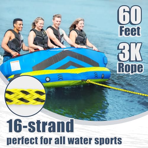 Image of Boat Tow Rope 60ft 1-6 Riders, Floating Ropes for Towable Tubes