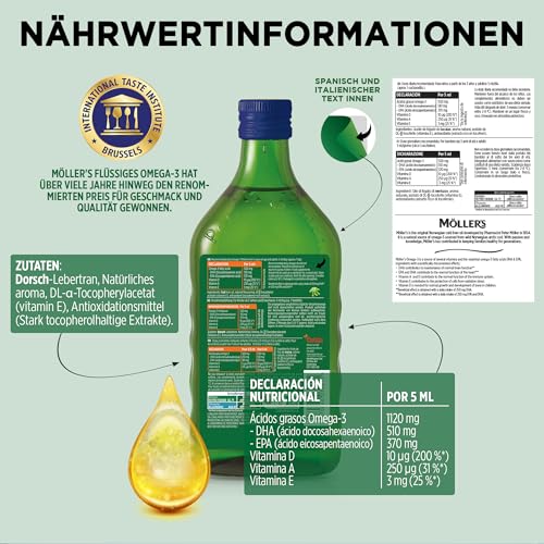 Möller's Omega 3 Lebertran | Nordic omega 3 kinder Nahrungsergänzung mit EPA, DHA, Vitamin A, D und E | Hochreiner natürlicher Lebertran… – Ansicht 3