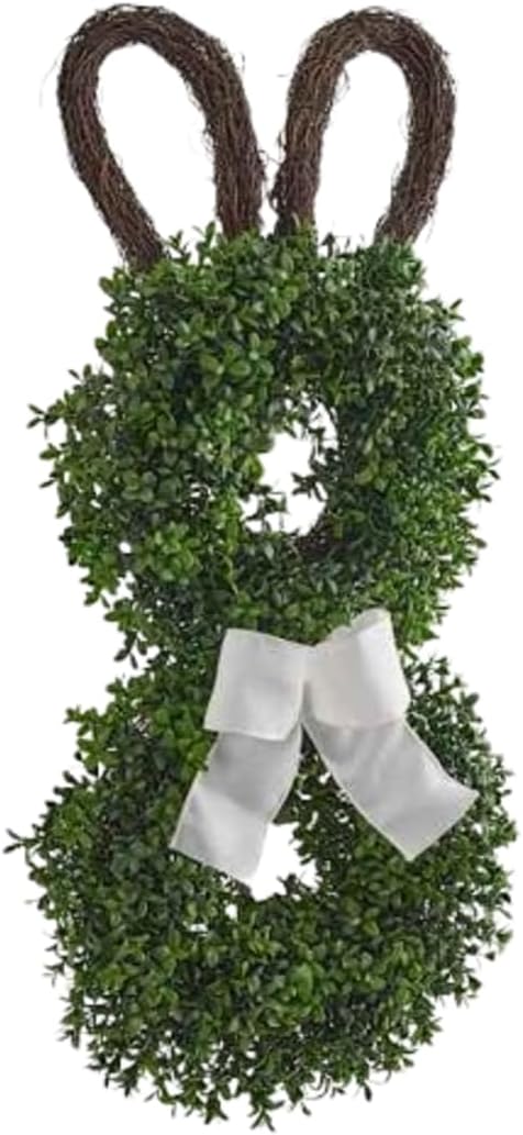 Decorative Boxwood Bunny Door Hanger for Seasonal Home Display, 1 Piece