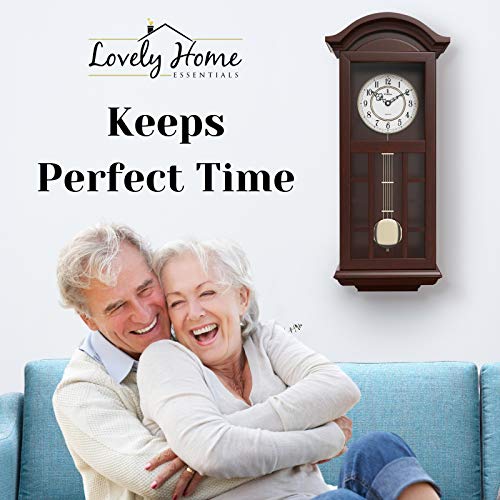Pendulum Wall Clock - Hanging Grandfather Wall Clock - Wood Pendulum Wall Clock Battery Operated - Silent Pendulum Wall Clock For Living Room Decor, Kitchen, Office & Home Décor Gift 27" X 11.5" #TOP3