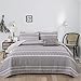 WONGS BEDDING Grey Quilt Set King, Boho Striped Triangle Bedding Bedspread Coverlet Set, Microfiber Lightweight Bohemian Quilt Set for Summer 3 Pieces (1 Quilt + 2 Pillowcases) 90x104 inches