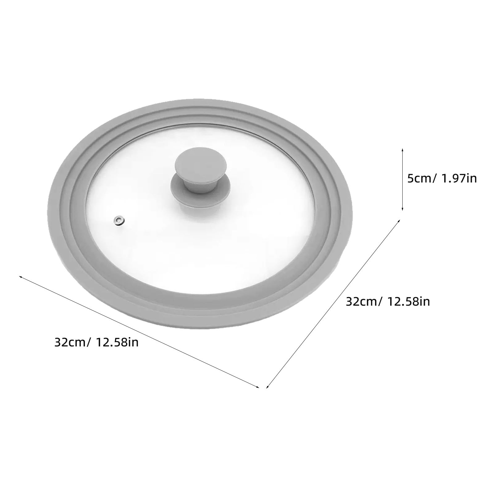 OUNONA Coperchio universale per pentole, padelle e casseruole - Coperchio in vetro temperato antigoccia da 33 cm con bordo in silicone - di ricambio resistente al calore per pentole e padelle da
