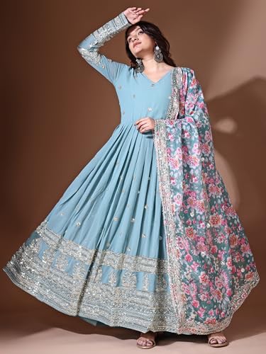 Image of Fashion Basket Georgette Embroidered Anarkali Dress for Women