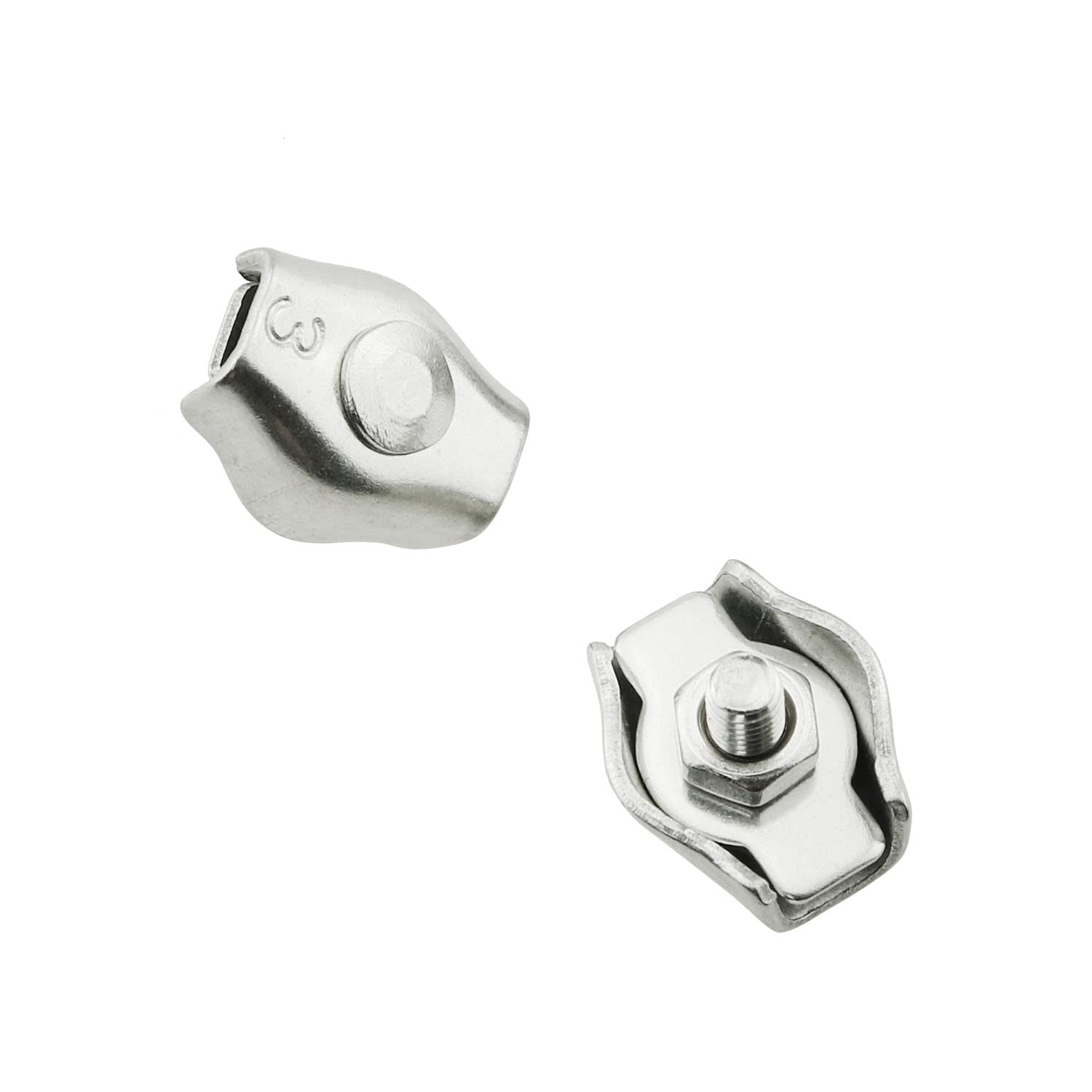 M3 Single Wire Rope Clip HSCGIN 20PCS M3 Stainless Steel Simplex Bolt Cable Clamp For 1/8 Inch Diameter Wire Cable, M3 Poly Rope Connector, M3 Single Wires Splicer Connector
