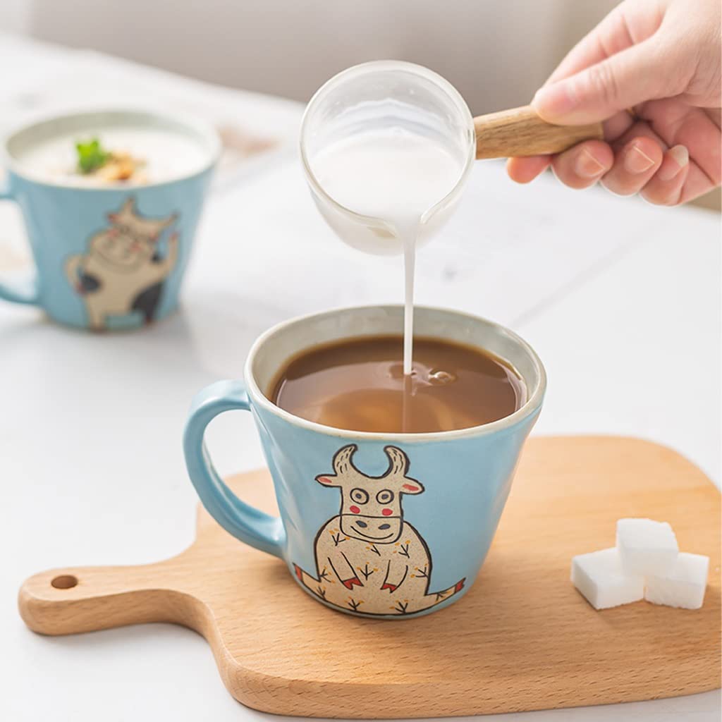 Kaffeetasse Becher keramischer kreativer handgemachter Kaffeetasse Großraum-Haushalts-Trinkbecher handgemaltes Muster Interessante Tasse Teetasse (Color : A)
