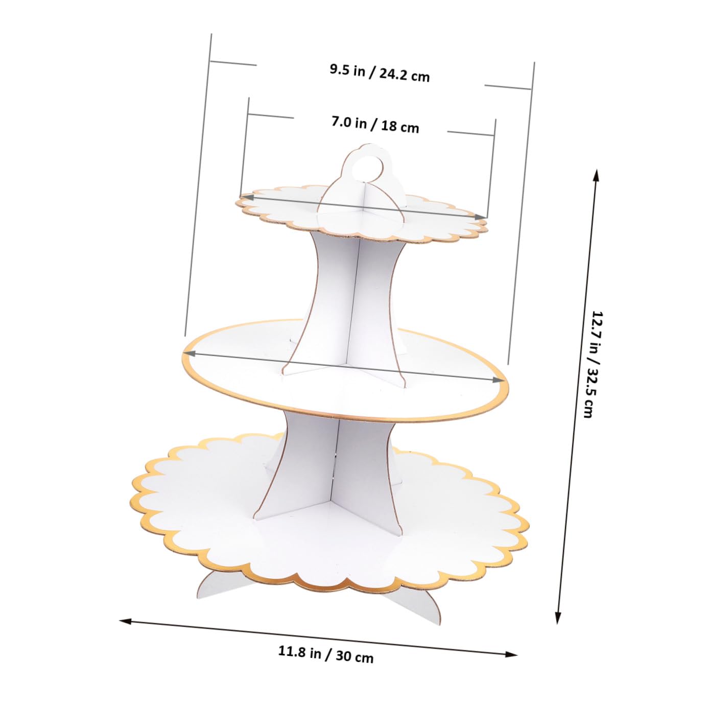 Alipis Soporte para Cupcakes de 3 Niveles Blanco de Cartón, 3 Piezas | Discos Redondos y Soporte Central Firme, para Bodas y Fiestas, Estructura Estable