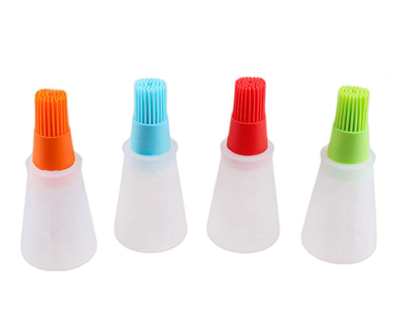 FABSELLER 4pcs Silicone Oil Brushes Kitchen Cooking Baking BBQ Basting Brush Pastry Brush Oil Honey Sauce Bottle with Brush