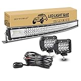 skyworld 108 cm 540w curvo barra led fuoristrada barra luce a led lampa 12v 24v fari led luci da lavoro, 2 x 10cm 36w spot faro da lavoro con cablaggio trattore auto camion 4x4 atv utv veicoli