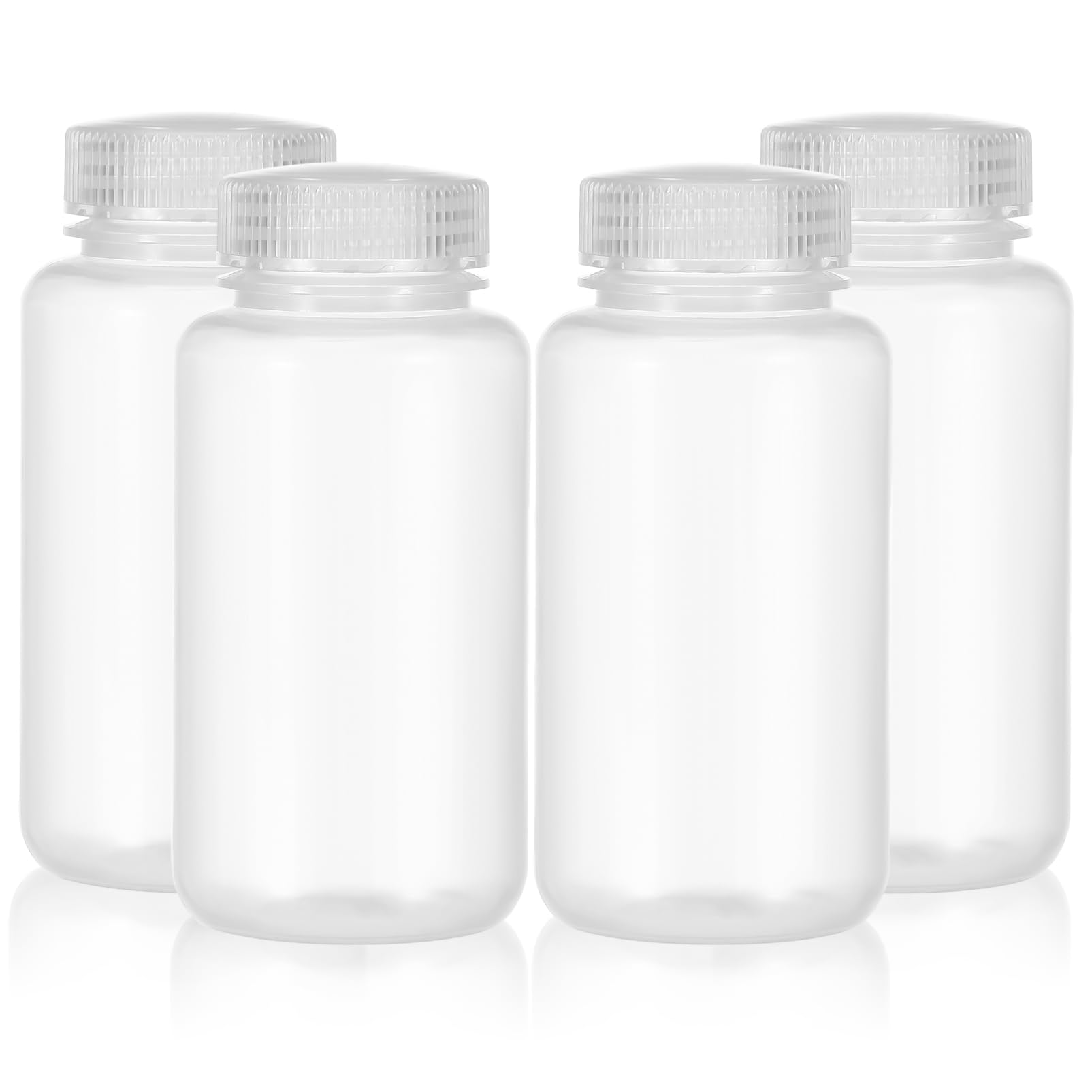 NIYANGLE 4pcs Reagent Bottles Laboratory Clear Plastic Bottles Lids Liquid Sample Containers Refillable Travel Lotion Containers 250ml