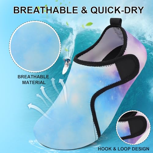 Water Shoes for Women Men Quick Dry Lightweight Aqua Barefoot for Beach Swim Pool Surf Yoga Sports Blue Star 5-6 Women/4-5 Men3