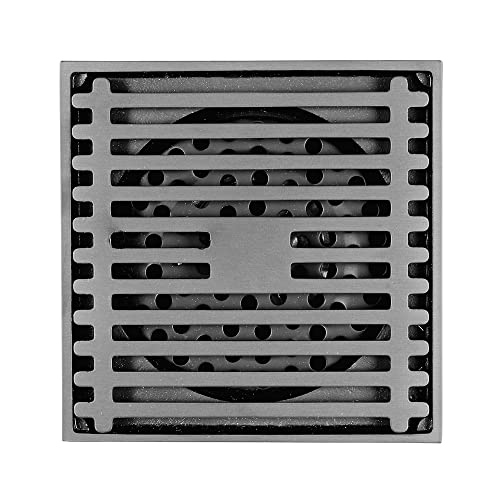 Bonde de douche carrée gris 10x10 cm anti-odeur avec couvercle
