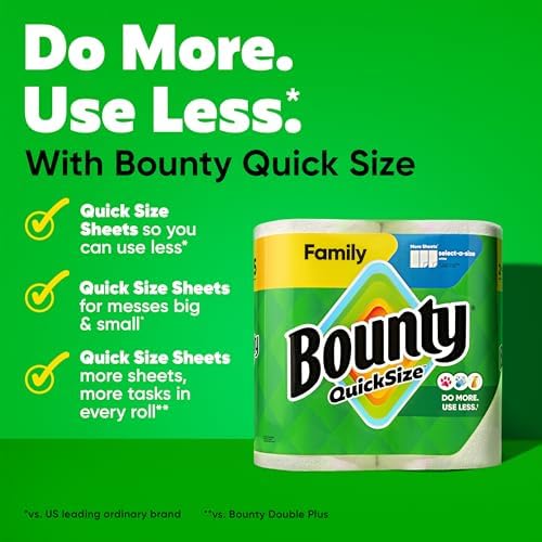 Paper Towels Quick Size, White, 16 Family Rolls = 40