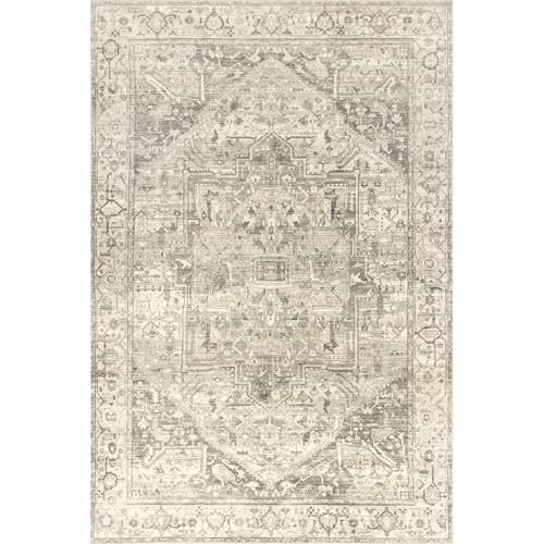 Tapete nuLOOM SpinClean 5'x8' Gris Vintage Oriental miniatura 5