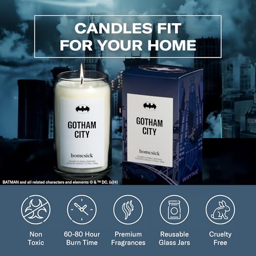 Homesick-Scented-Candles-for-Home-Gotham-City-1375-oz-Long-Lasting-Soy-Wax-Jar-Candle-for-Women-Men-for-All-Occasions-60-80-Hours-Burn-Time-Notes-of-Smoke-Leather-Rose-Buds-Tonka-Bean Homesick Scented Candles for Home Gotham City 1375 oz Long Lasting Soy Wax Jar Candle for Women Men for All Occasions 60 80 Hours Burn Time Notes of Smoke Leather Rose Buds Tonka Bean
