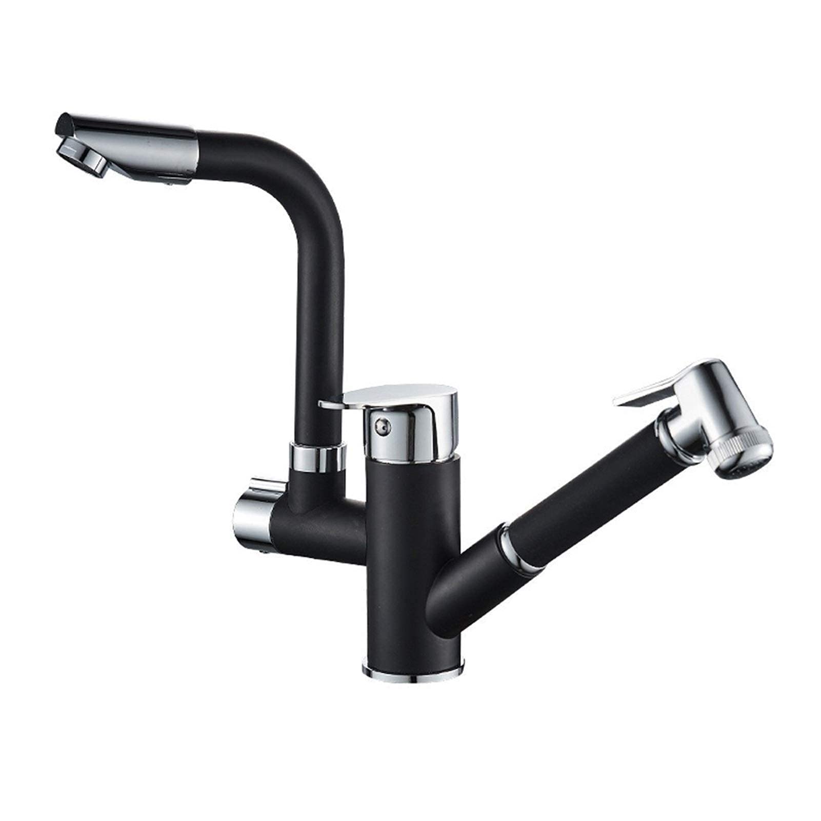 DSFG Water-Taps,Faucet 360° Swivel Spout Kitchen Sink Mixer Taps Kitchen Tap With Pull Out Hand Spray Single Lever Faucet，Jiumuwang Allbronze Pull-Out Kitchen Tap Cold