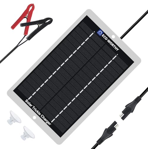 ECO-WORTHY Solar Battery Charger 12 Volt Waterproof Portable Power Solar Panel Solar Trickle Car Battery Charger Maintainer for Car Truck Boat RV Motorcycle Marine Trailer Battery，Plug and Play