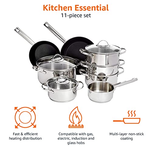 Juego de utensilios de cocina de 11 piezas con características de inducción, resalta su eficiencia en la distribución de calor