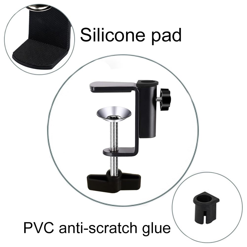 Morsetto a C in alluminio per fotocamera/monitor, supporto da tavolo e da tavolo per microfono/microfono e tablet (nero)