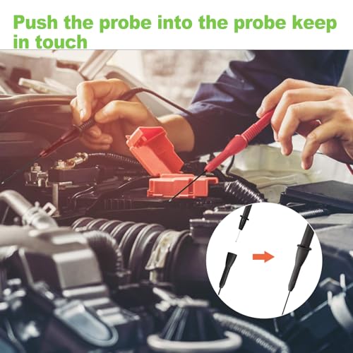 Image of 2 Pack 2mm Multimeter Needle Probes, 600V /10A Non-Destructive Test Probes, Back Probe Pins for Fluke Leads, Extended Wire Piercing Volt Meter Test Leads