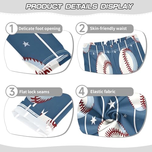 Toddler Girls Leggings Printed Yoga Pants Leggings Sport Baseball Balls Star Blue Stipes for Kids3