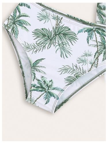 SweatyRocks Girl's 3 Piece Swimsuit Tropical Print Ruched Bathing Suit with Sarong Wraps4