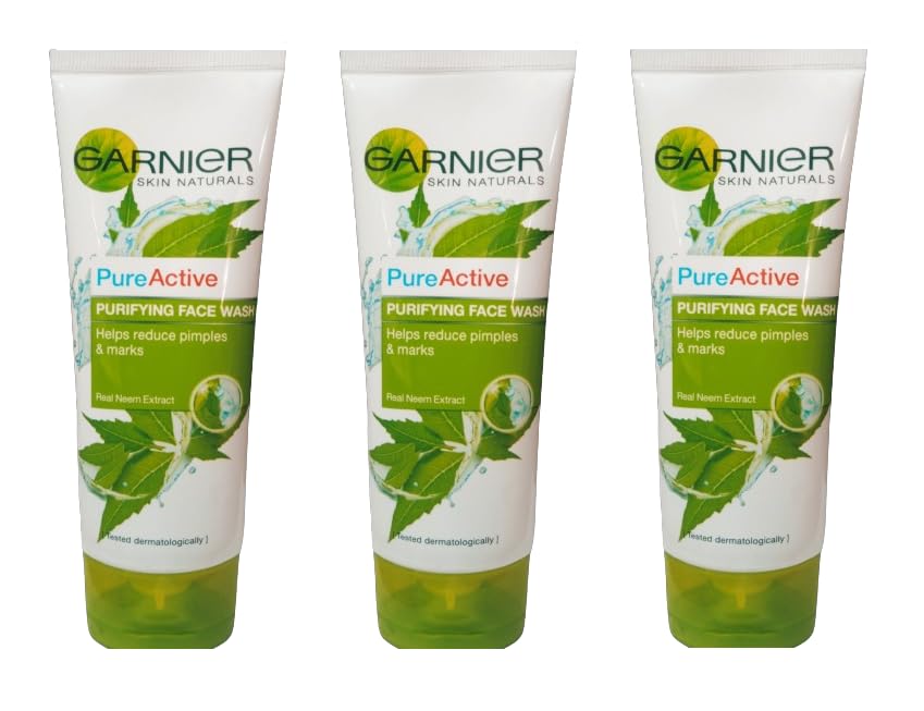 Skin Naturals Pure Active Neem Face Wash, Help Reduce Pimples & Marks (100g) (PACK OF 3) 300g