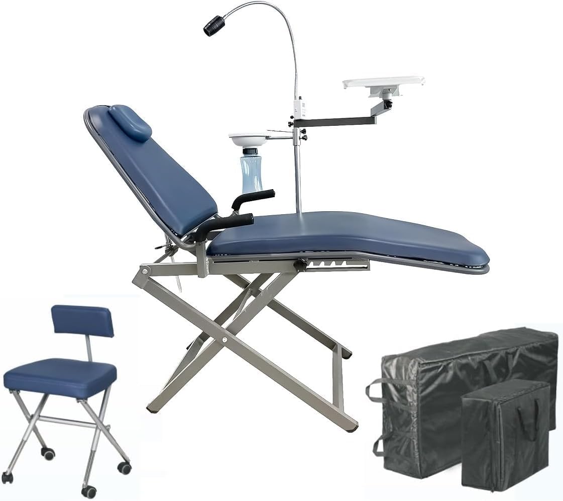 TPC Portable Adjustable Office Dental Chair Stool with LED Exam Light Nylon Bag