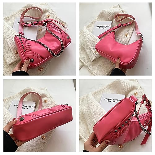 Women's Shoulder Bag Punk Style Rivet Y2K Purse With Chain Crossbody Bag4