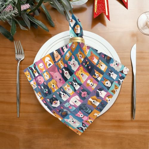 Servilletas de Tela con Estampado de Perro 20x20 Pulg miniatura 4