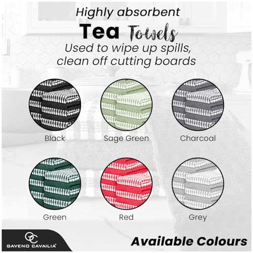 GC GAVENO CAVAILIA Large Tea Towels Pack of 16 | 46 x 65 Cm Sage Green Check Tea Towels Bar Kitchen Towels Set | Absorbent Chef Tea Dish Cloths For Cleaning | 35% Polyester, 65% Cotton Dish Towels - Cosy Home Interiors GC GAVENO CAVAILIA Large Tea Towels Pack of 16 | 46 x 65 Cm Sage Green Check Tea Towels Bar Kitchen Towels Set | Absorbent Chef Tea Dish Cloths For Cleaning | 35% Polyester, 65% Cotton Dish Towels - Image 6