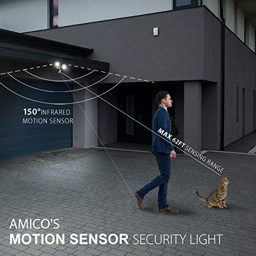 Amico 30W LED Security Light Motion Outdoor, Motion Sensor Light Outdoor, Dual-Head Motion Light, 2550LM 5000K Waterproof IP65, ETL Flood Lights