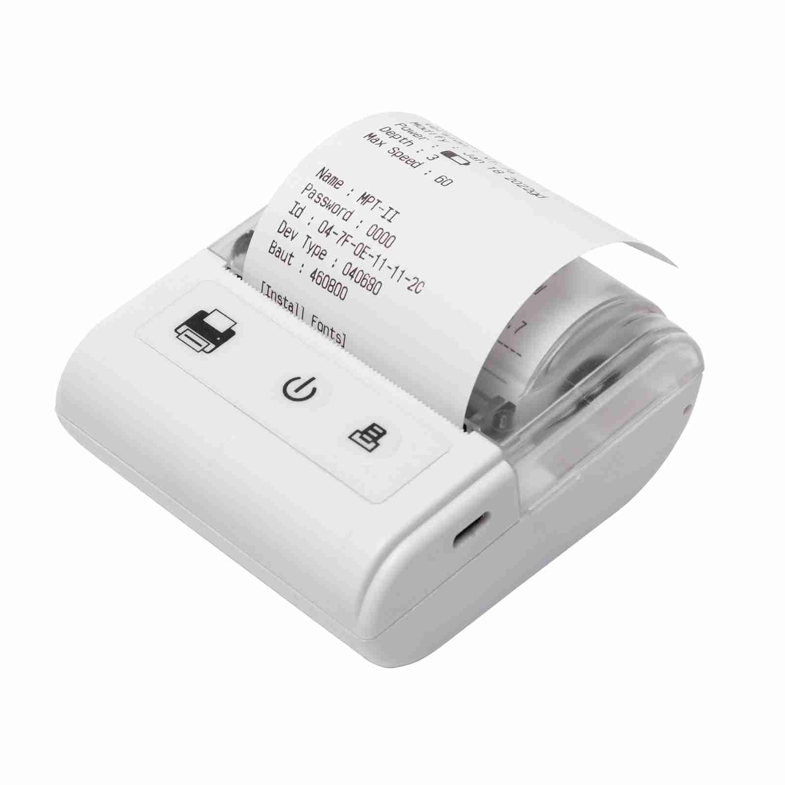 Mini Impresora Térmica de Recibos Inalámbrica Portátil, Conexión USB BT de Alta Velocidad para Ventas en Restaurantes, 2 Pulgadas, 57 Mm, con 1 Rollo Papel en el Interior (Blanco)