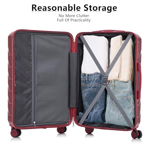 Image of Luggage Sets, ABS Hardside Combination Lock Spinner Wheels Lightweight Lock