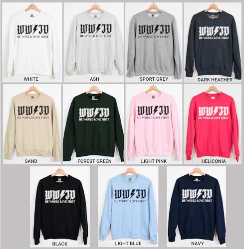 TEEAMORE Vintage WWJD Sweatshirt What Would Jesus Do He Would Love First Crewneck Christian3