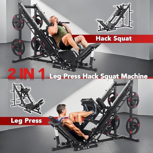Leg Press Squat Machine Combo Professional for Home Gym Specialty for Full Lower Body Workout with Linear Bearing and Calf Block