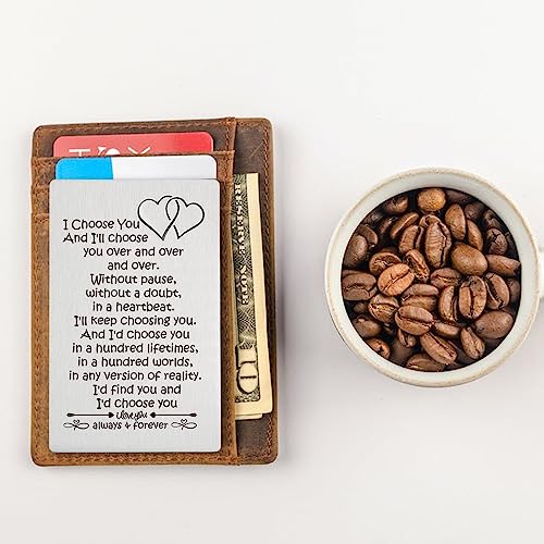 WINOESHE Greeting Card for Husband Wallet Card Gift for Husband Men Boyfriend Women Happy Anniversary Card Gifts for Men Romantic Engraved Wallet Card for Husband Men Boyfriend Women,LOVEHuak13