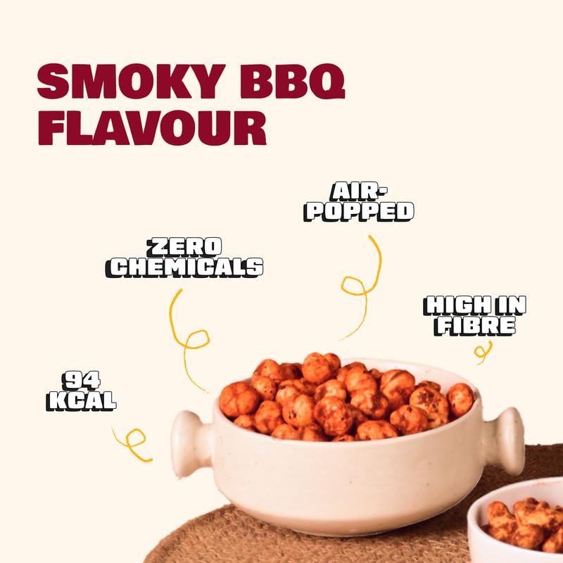 Image of Snacc BBQ Makhana, Spicy Roasted Fox Nuts, Protein Rich, Gluten Free, MSG Free, Zero Trans Fat, Zero Sugar, Low Calorie (Pack of 1, BBQ)