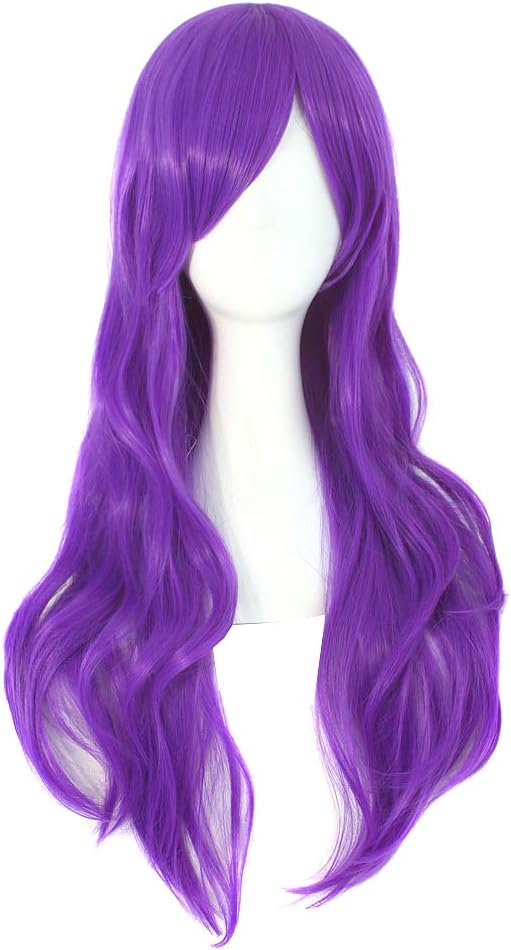 MapofBeauty (Purple) - 28" 70cm Long Curly Hair Ends Costume Cosplay Wig (Purple)